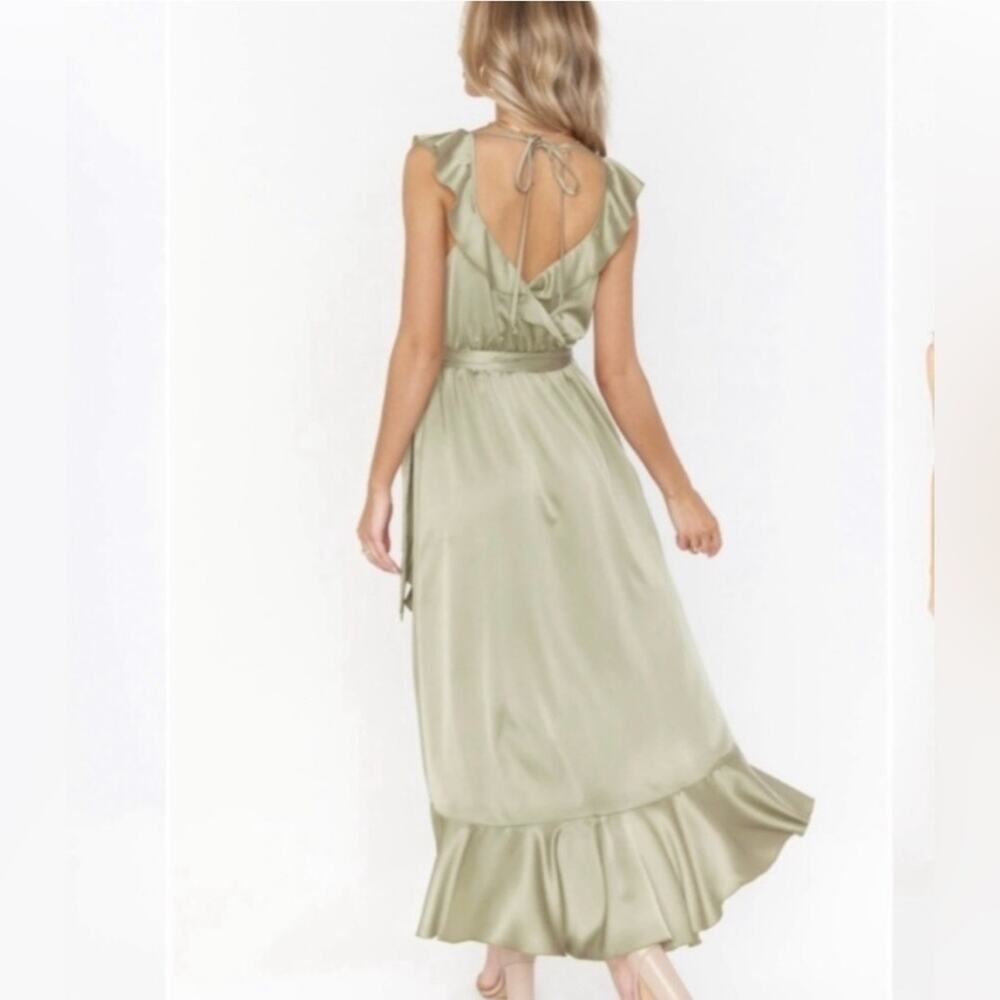 Show Me Your Mumu SMYM Samantha Ruffle Wrap Dress in Moss green NEW SMALL - Picture 3 of 6